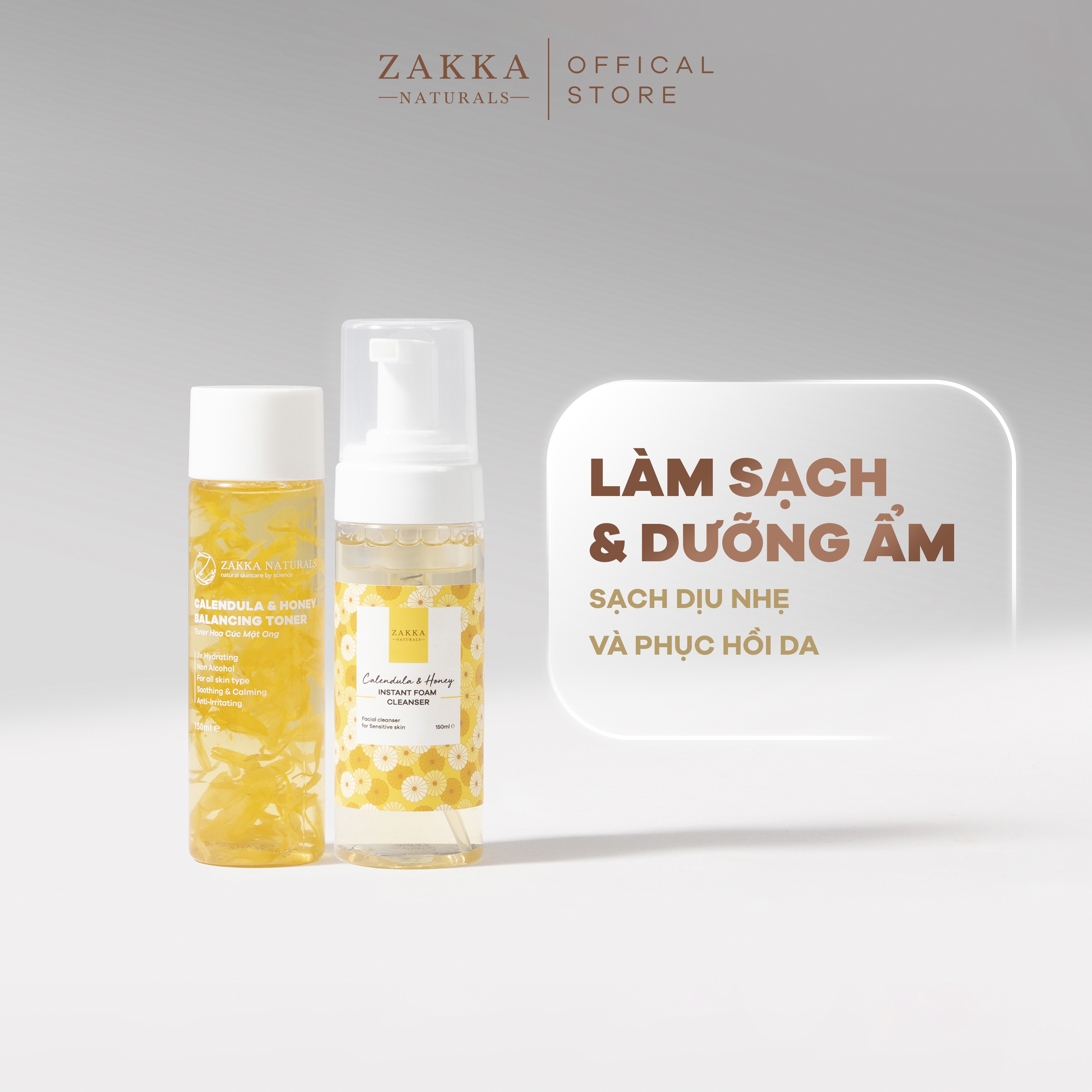Bộ Đôi Hoa Cúc Zakka Naturals Calendula & Honey Làm Sạch Và Cấp Ẩm Dịu Nhẹ