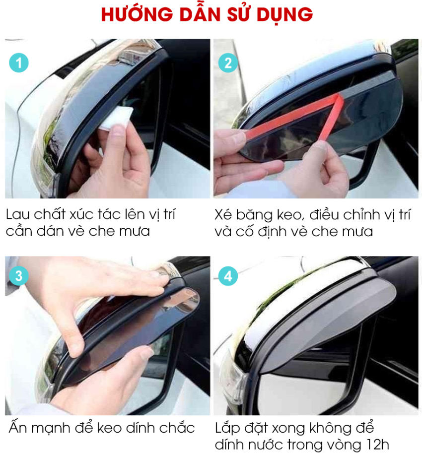 Bộ 2 Vè che mưa gương chiếu hậu ô tô hạn chế nước mưa đọng vào gương