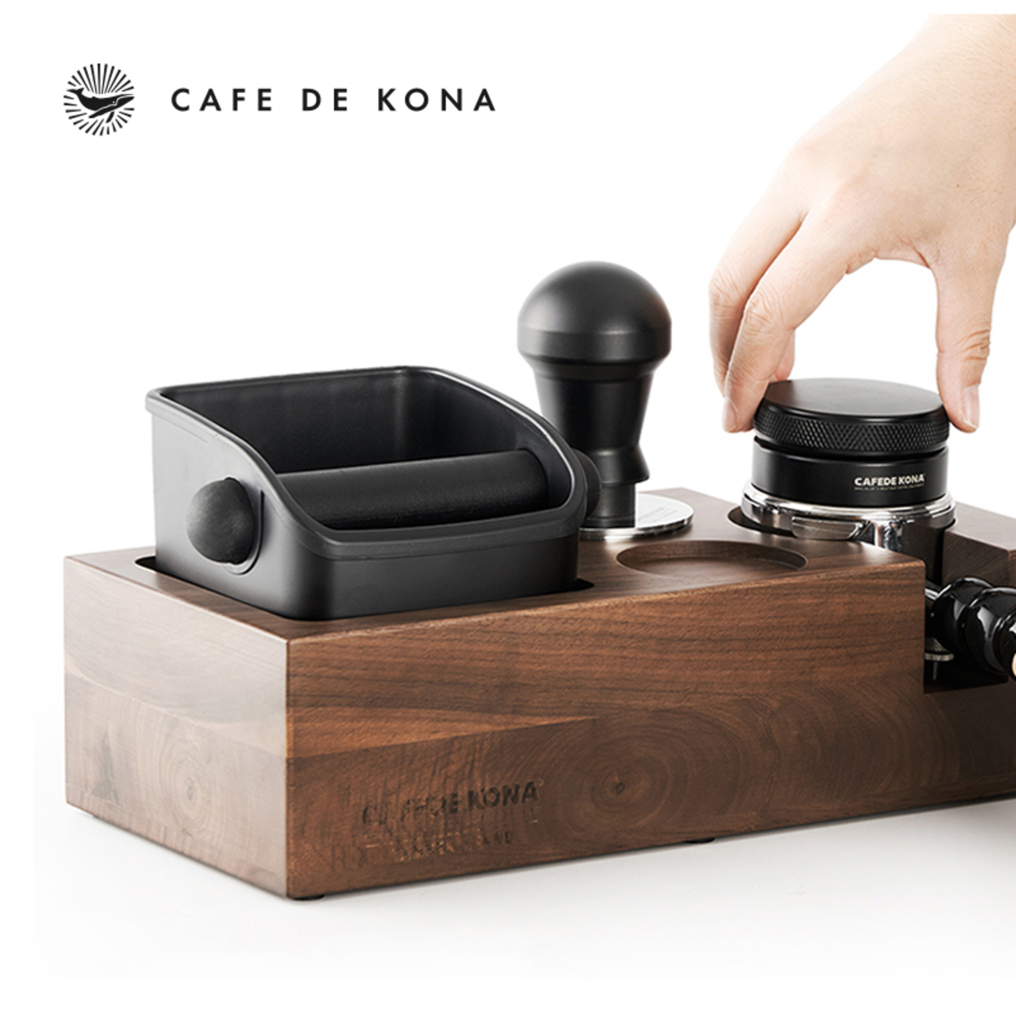 Đập bả giá đỡ nén cà phê máy OCD bằng gỗ CAFE DE KONA