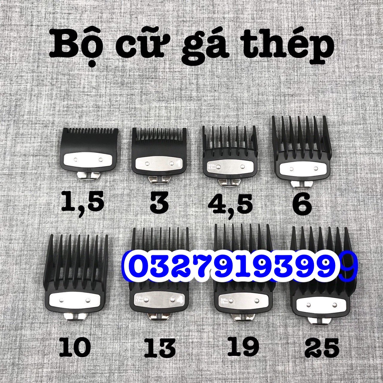 Bộ cữ 8 WAHL gá thép chuyên BARBER