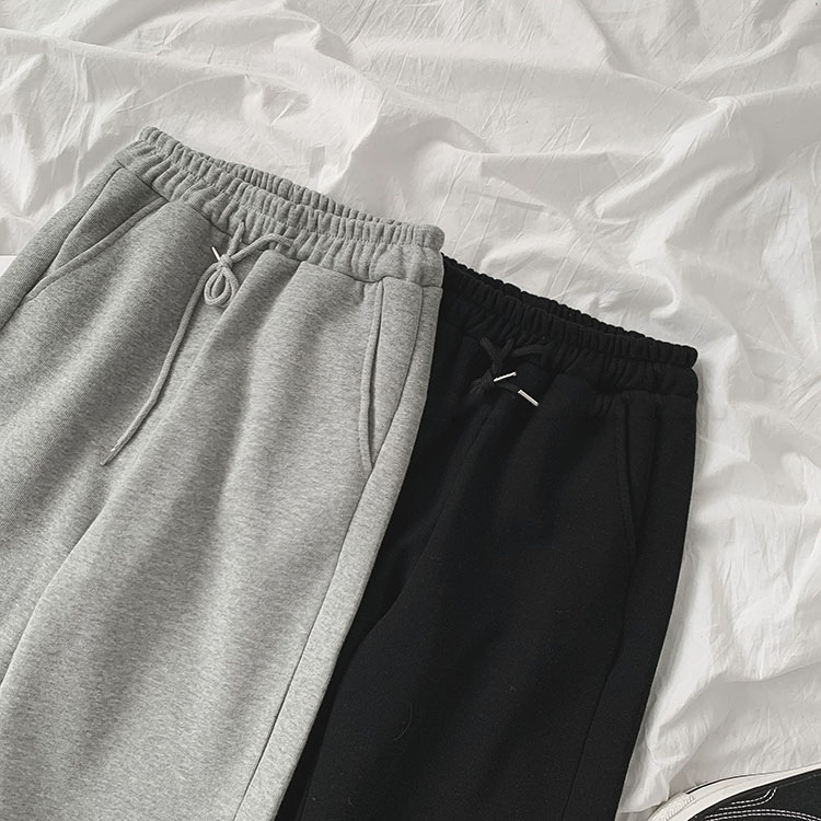 Quần Jogger Nỉ Nữ Ống Rộng Bo Ống Simple Cạp Chun Unisex Vải Nỉ Bông Êm Ái - MSP B03