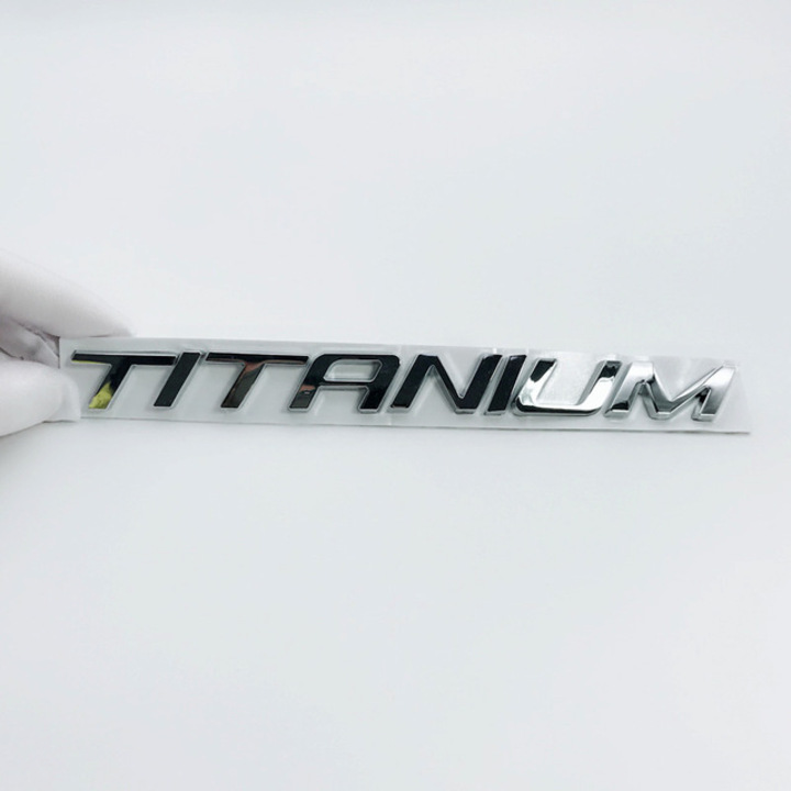 Decal tem chữ inox TITANIUM dán đuôi xe ô tô  đảm bảo chắc chắn