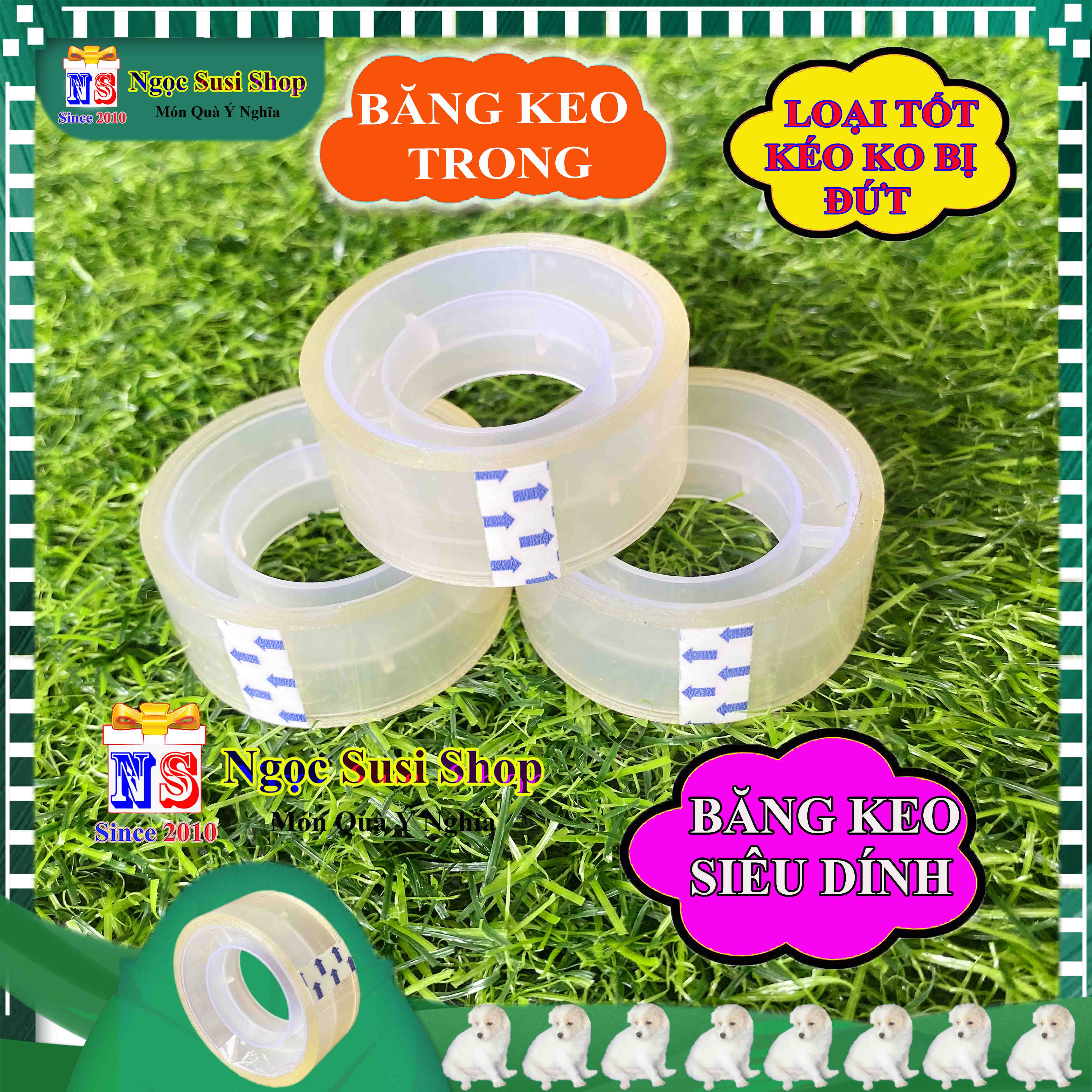 3 CUỘN BĂNG KEO TRONG NHỎ 0.4CM 10G SIÊU DÍNH - CUỘN BĂNG DÍNH TRONG