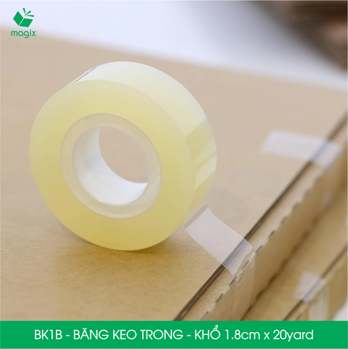 BK1B - Block 10 cuộn băng keo trong khổ 1.8cm x 20yard - Băng dính văn phòng, trường học