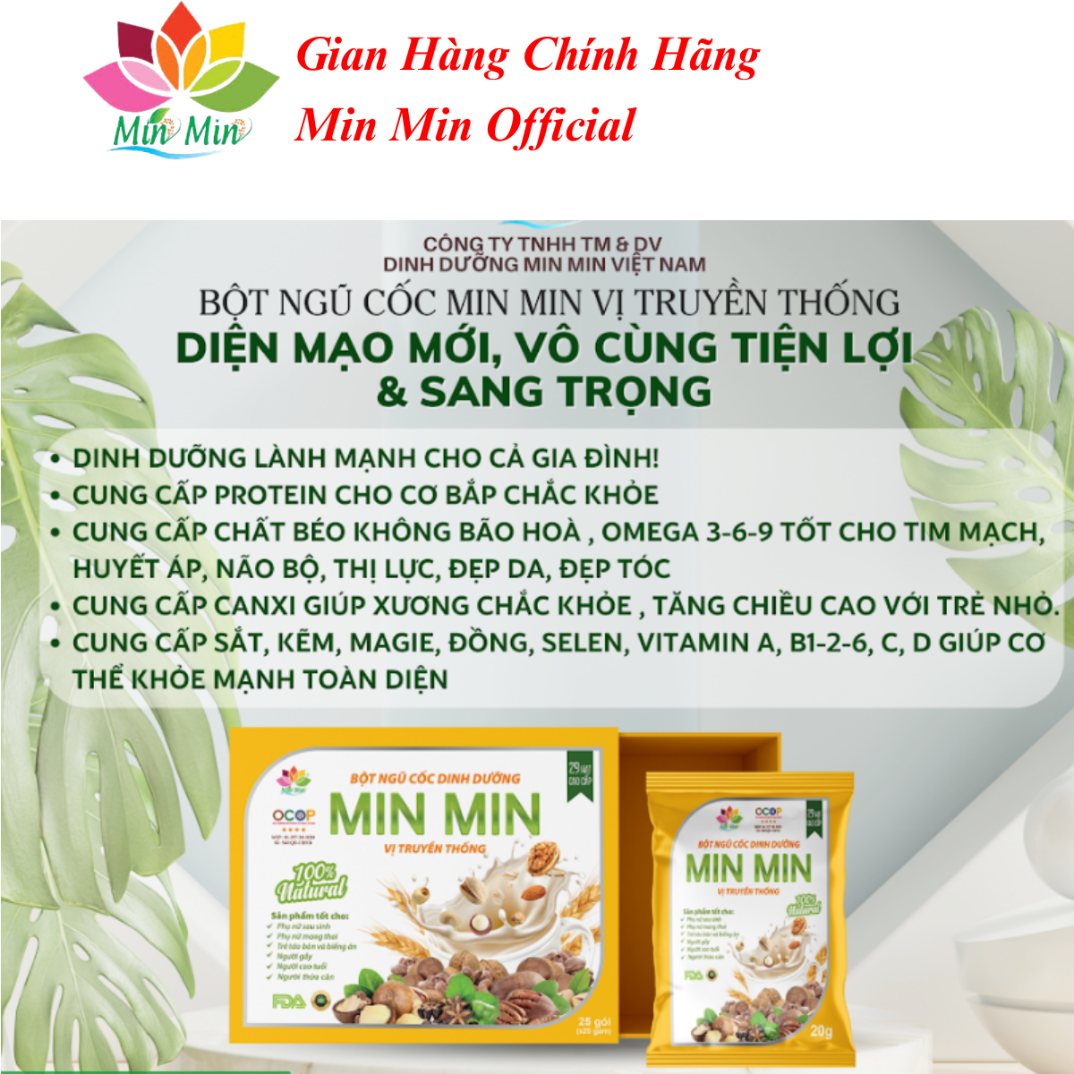 Combo 2 Hộp Ngũ Cốc Lợi Sữa Cao Cấp Min Min 29 Hạt - Ngũ Cốc Dinh Dưỡng Mẹ Bầu Dạng Gói  1 hộp 25 gói x20gam (1kg)