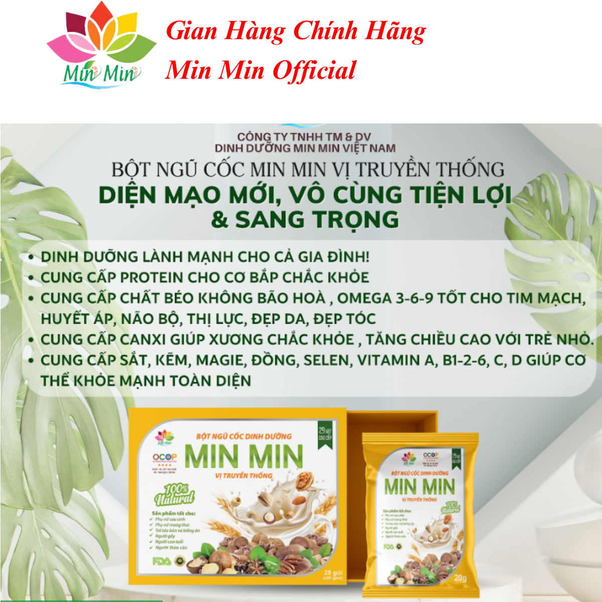 Ngũ Cốc Lợi Sữa Cao Cấp Min Min 29 Hạt - Ngũ Cốc Dinh Dưỡng Mẹ Bầu Dạng Gói 1 hộp 25 gói x20gam