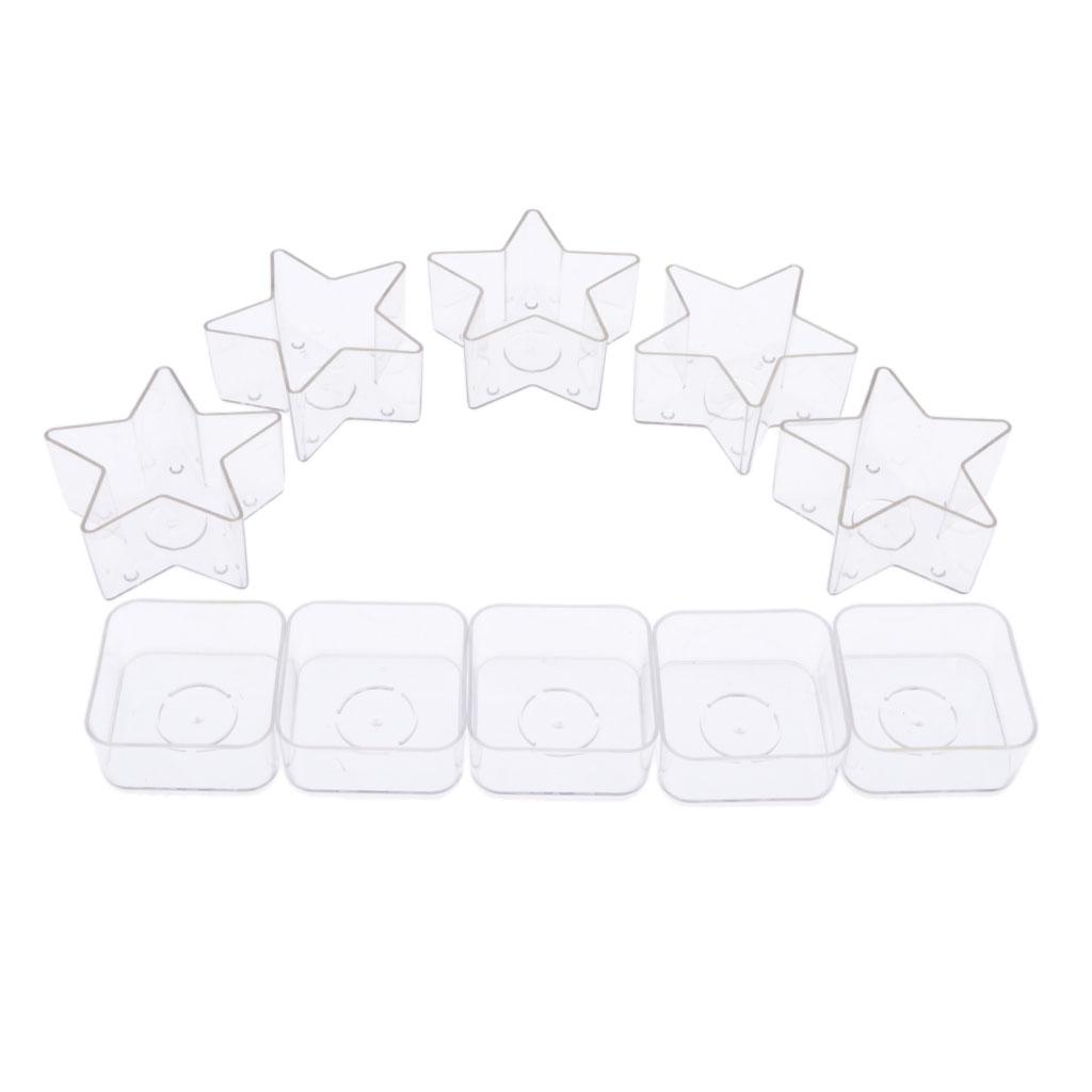 10 Chiếc Vuông Hình Ngôi Sao Nhựa Trong Nến Tealight Cốc Loại Nến Hộp Đựng