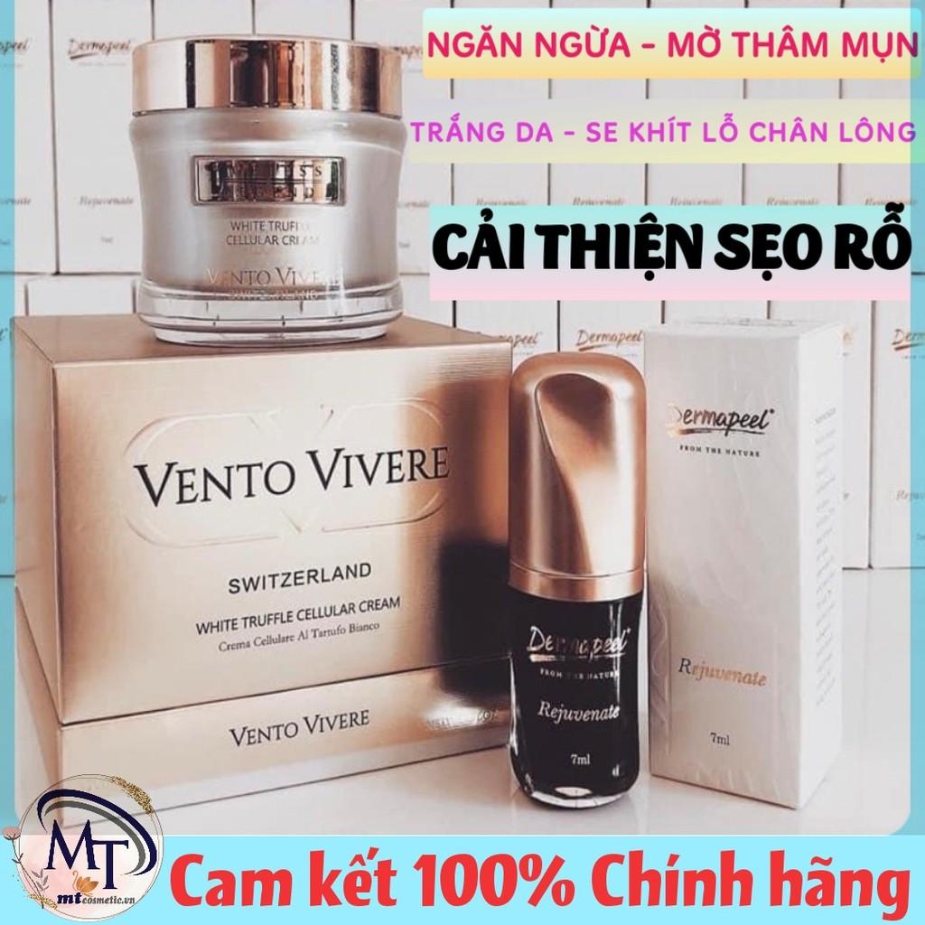 Combo Cải Thiện Sẹo Rỗ - Ngừa Mụn - Mờ Thâm - Trắng Da - Se Khít Lỗ Chân Lông - Serum Trứng Cá Tuyết - Vento Truffle