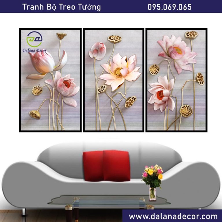 [ Tranh phong thủy ] Bộ 3 tranh canvas treo tường trang trí phòng khách,phòng ăn, phòng ngủ TT-012