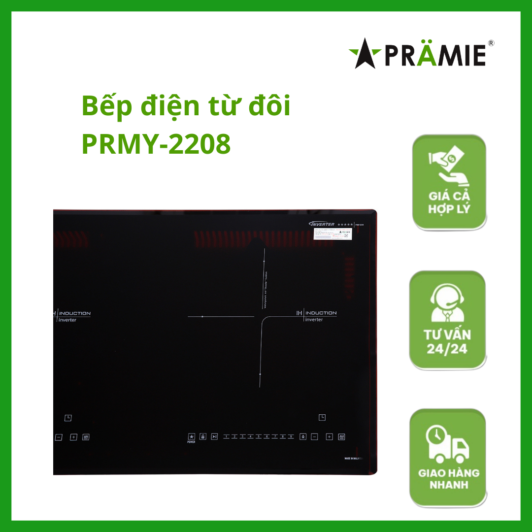 Bếp điện từ đôi Pramie PRMY-2208_Hai Từ_Hàng nhập khẩu Malaysia