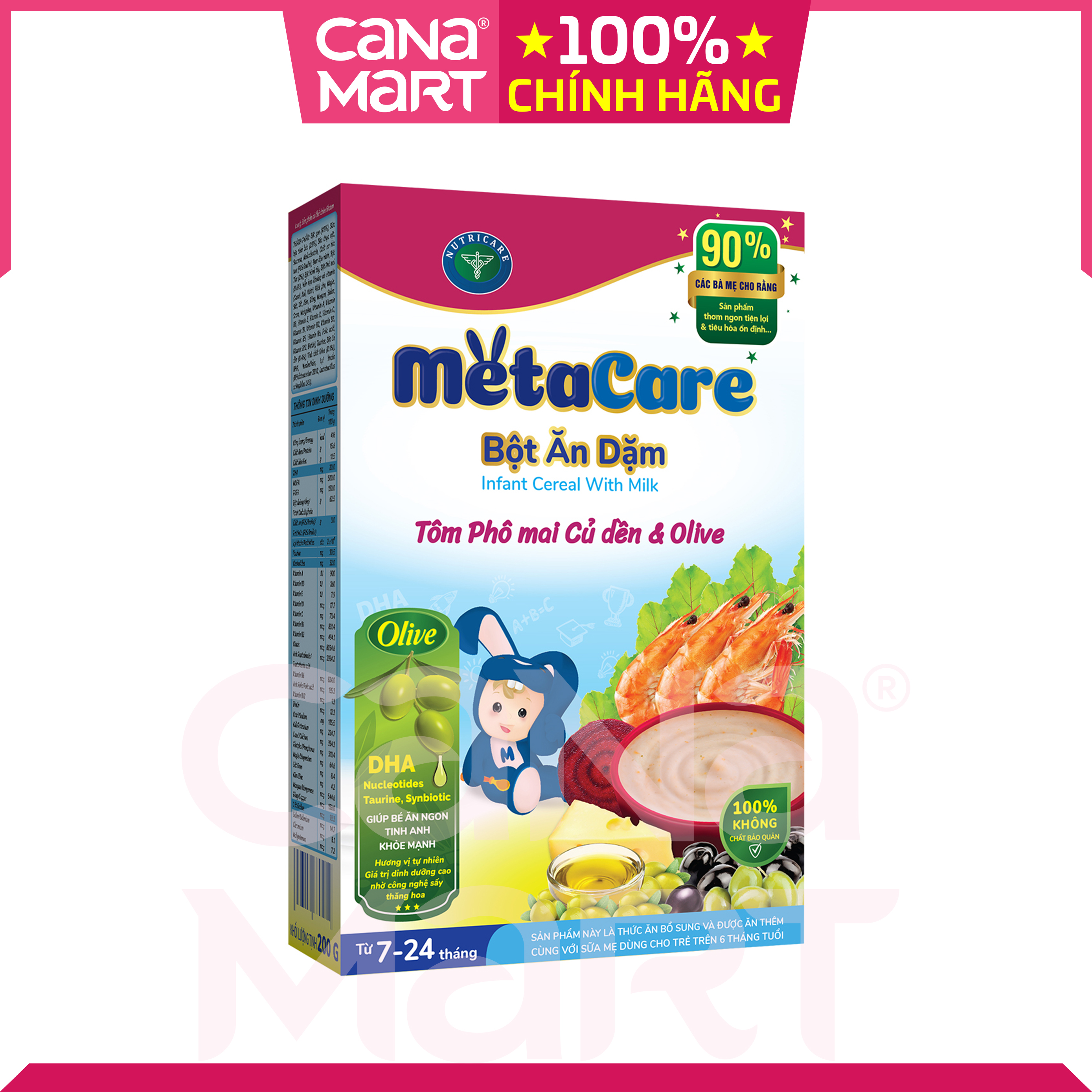 Bột ăn dặm tốt cho bé Nutricare Metacare Tôm phô mai củ dền &amp; olive (200g)