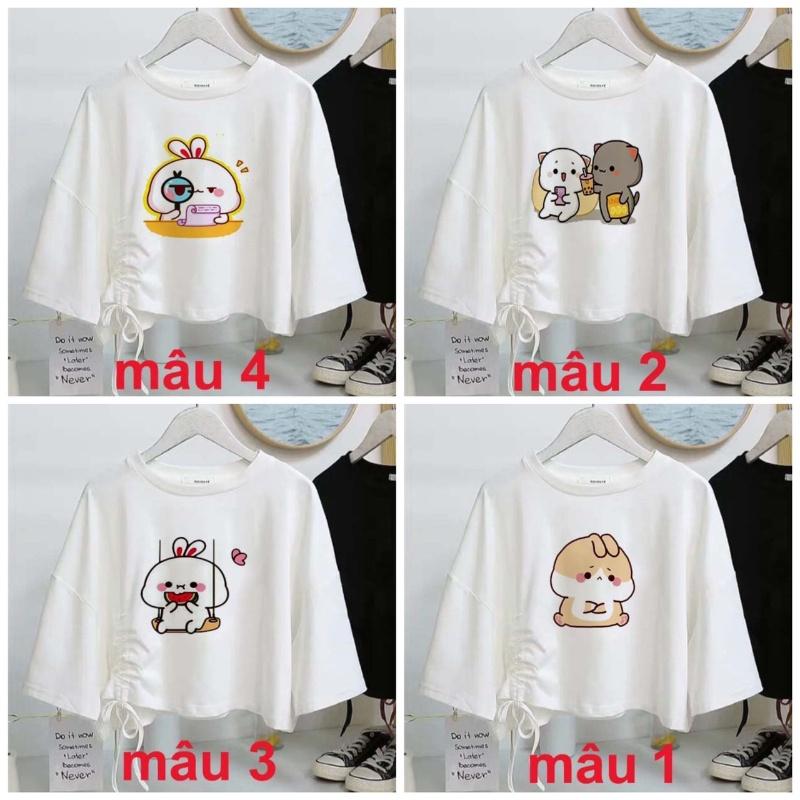 Áo croptop rút dây các hình thú đáng iu