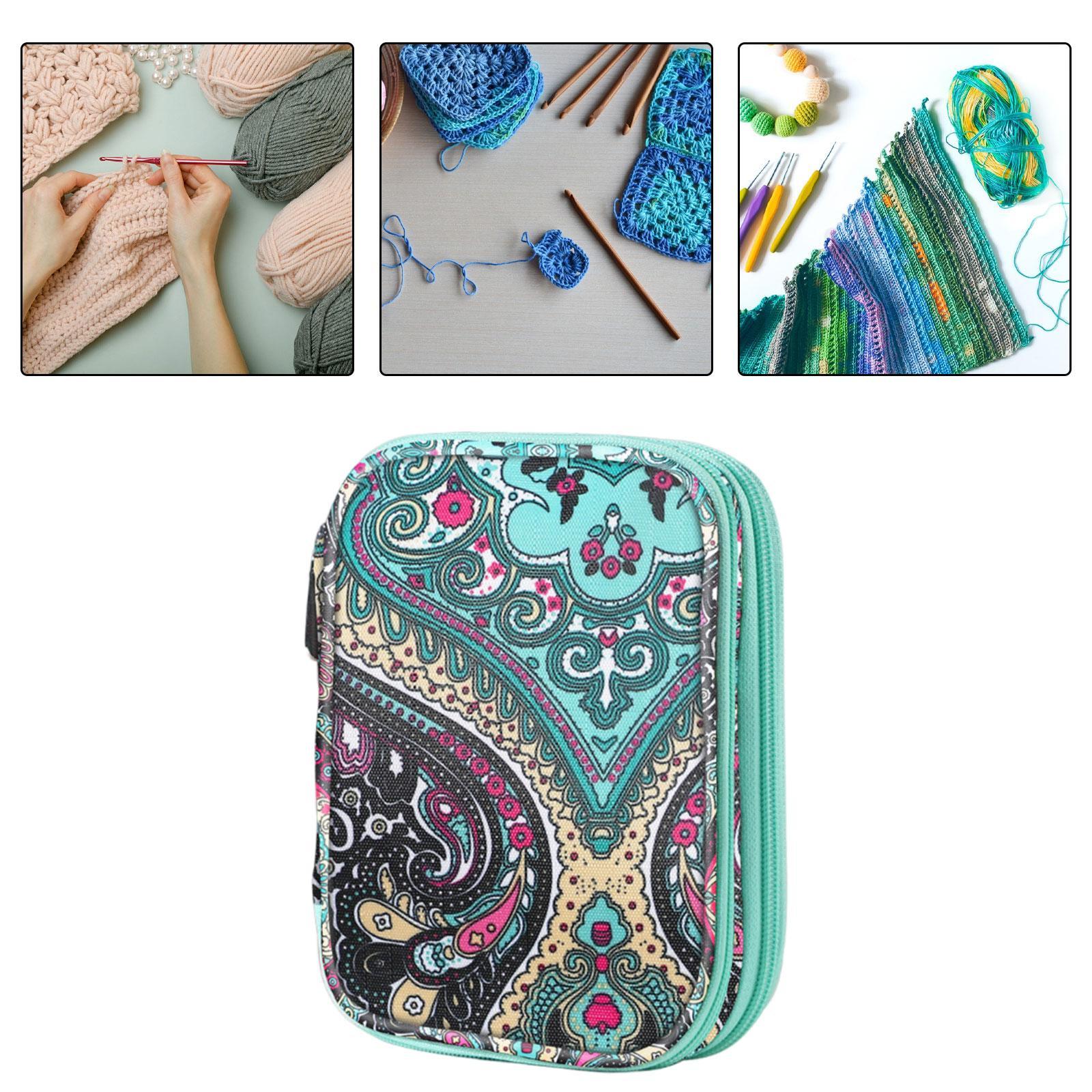 Knitting Storage Bag Crochet Hooks Organizer Double Layers with Zipper Knitting Bag Travel Organizer Length 17.5cm Knitting Case