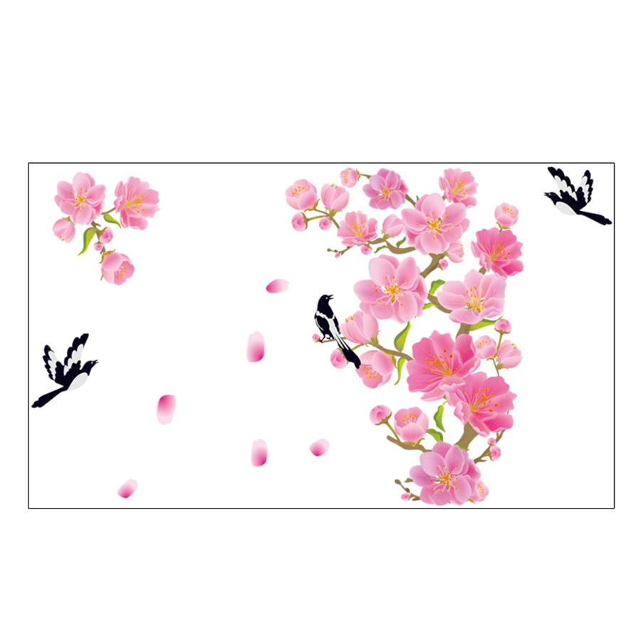 Decal Dán Tường Cành Đào Hồng 1 Binbin PK155 (130 x 78 cm)