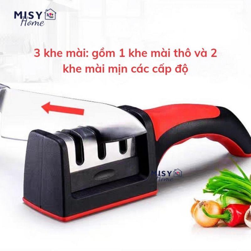 Mài dao kéo 3 cấp độ siêu sắc bén 3 in 1 3 rãnh khe cầm tay cao cấp mài dao inox dao thép Misy home