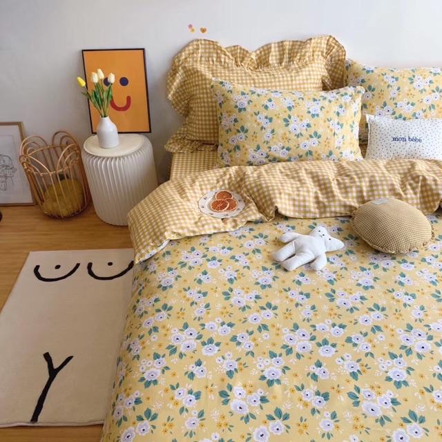 Set Cotton LiVing Hoa Nhí Vintage Hàng Nhập Khẩu Cao Cấp 4 Món