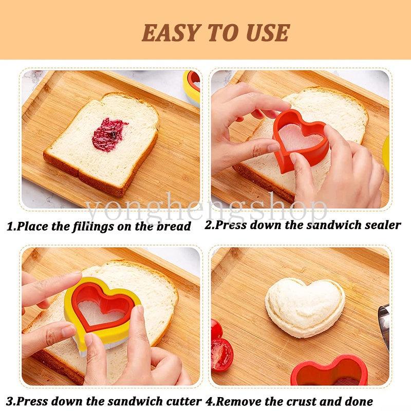 Khuôn Cắt Bánh Mì Sandwich Hình Khủng Long, Ngôi Sao, Trái Tim Bằng Thép Không Gỉ