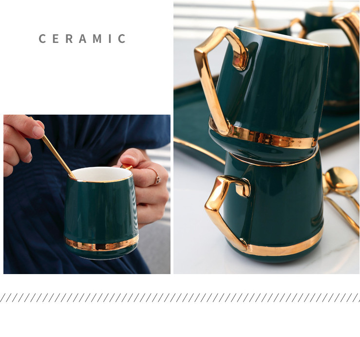 Bộ tách trà Tea Set Nordic Style Gold Trim Ceramic Tea Cup Set Including 6 Pcs