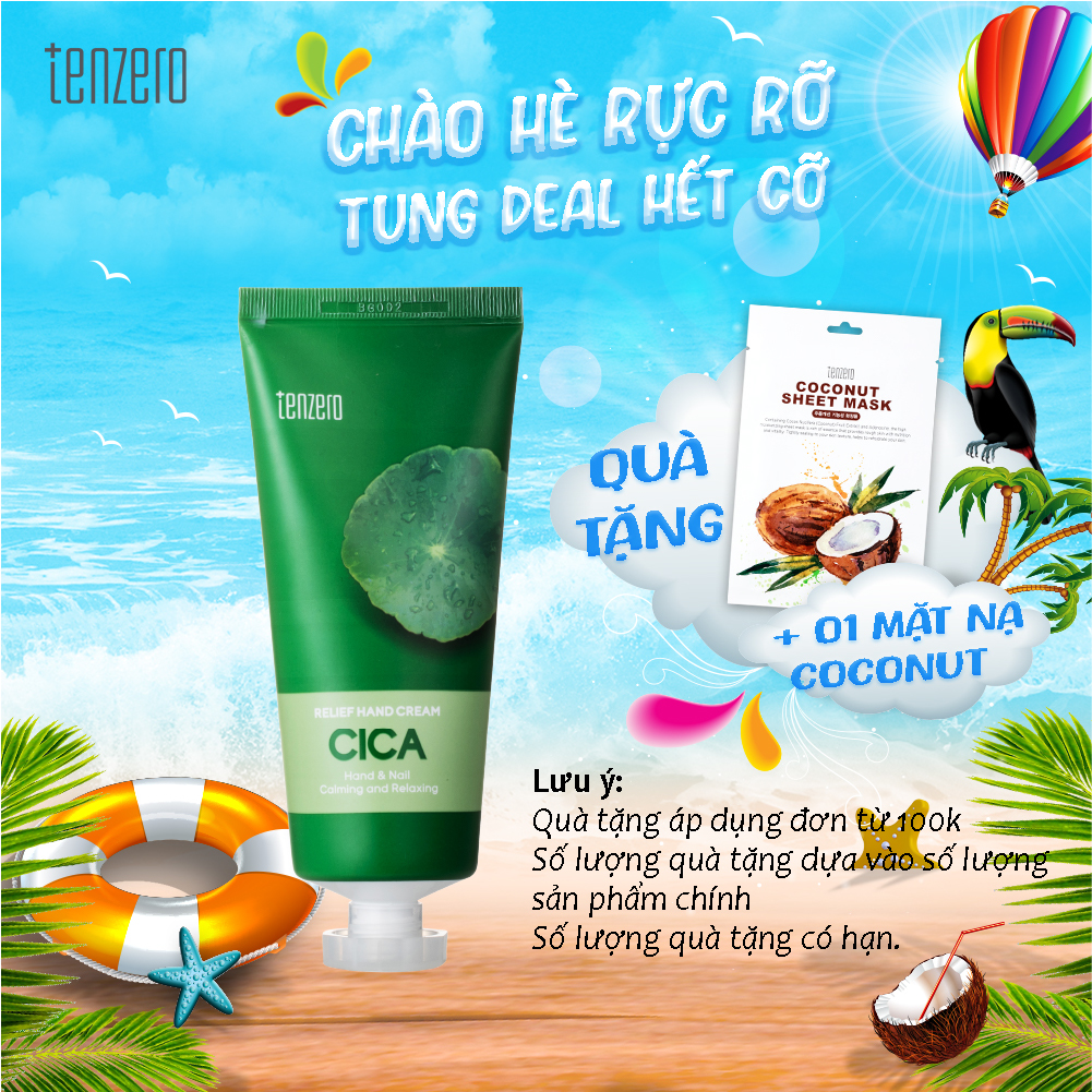 Kem Dưỡng Da Tay Rau Má Dưỡng Ẩm, Làm Dịu Da Tenzero Relief Hand Cream Cica 100ml