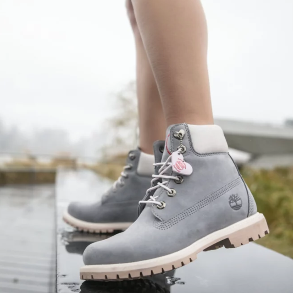 Original Giày Boot Nữ Cổ Cao Timberland 6 inch Premium Boot W Medium Grey Nubuck TB0A2B2Q09