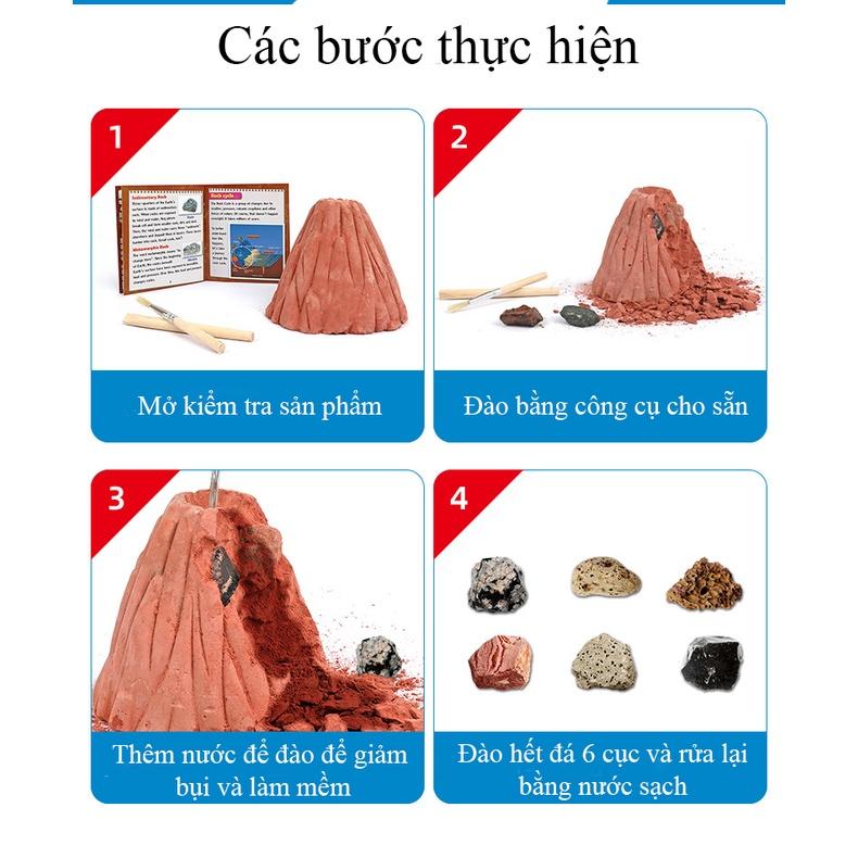 Đồ chơi khảo cổ học khai thác viên đá núi lửa phun trào