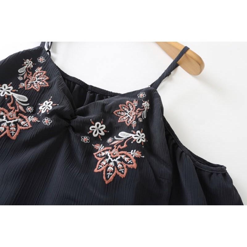 Jumpsuit dài vải xếp li xuất xịn