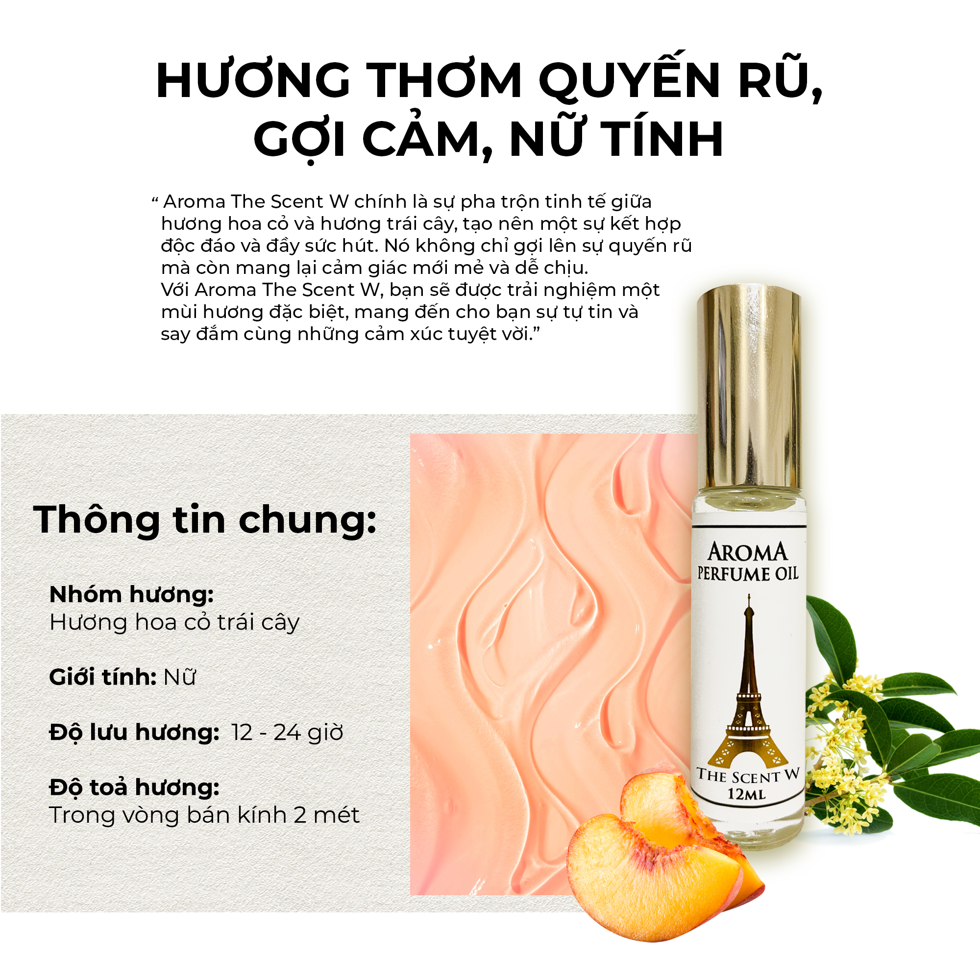 Aroma The Scent W – Tinh Dầu Nước Hoa Pháp Dạng Lăn 12ml