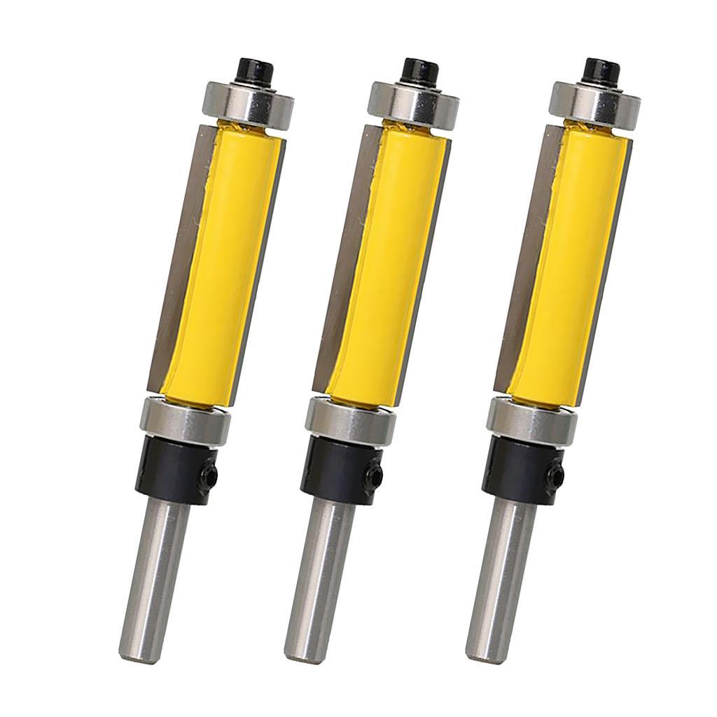 3pcs Flush Trim Router Bit Bearing Woodworking Cutting Tool, 1/4 Shank Dia
