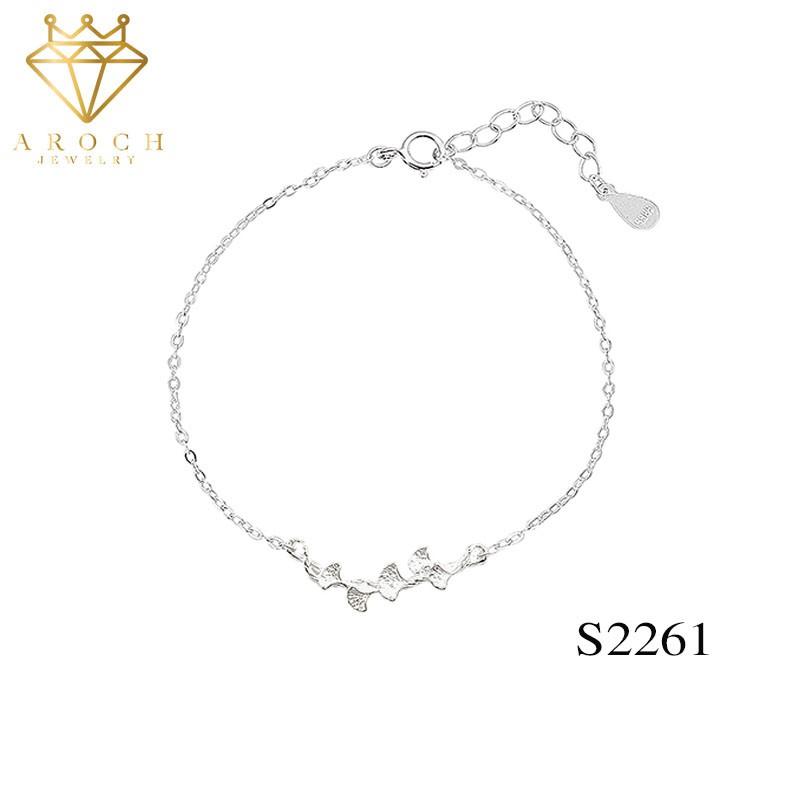 Vòng tay nữ bạc Ý s925 họa tiết lá bạch quả nhỏ tươi S2261 - AROCH Jewelry