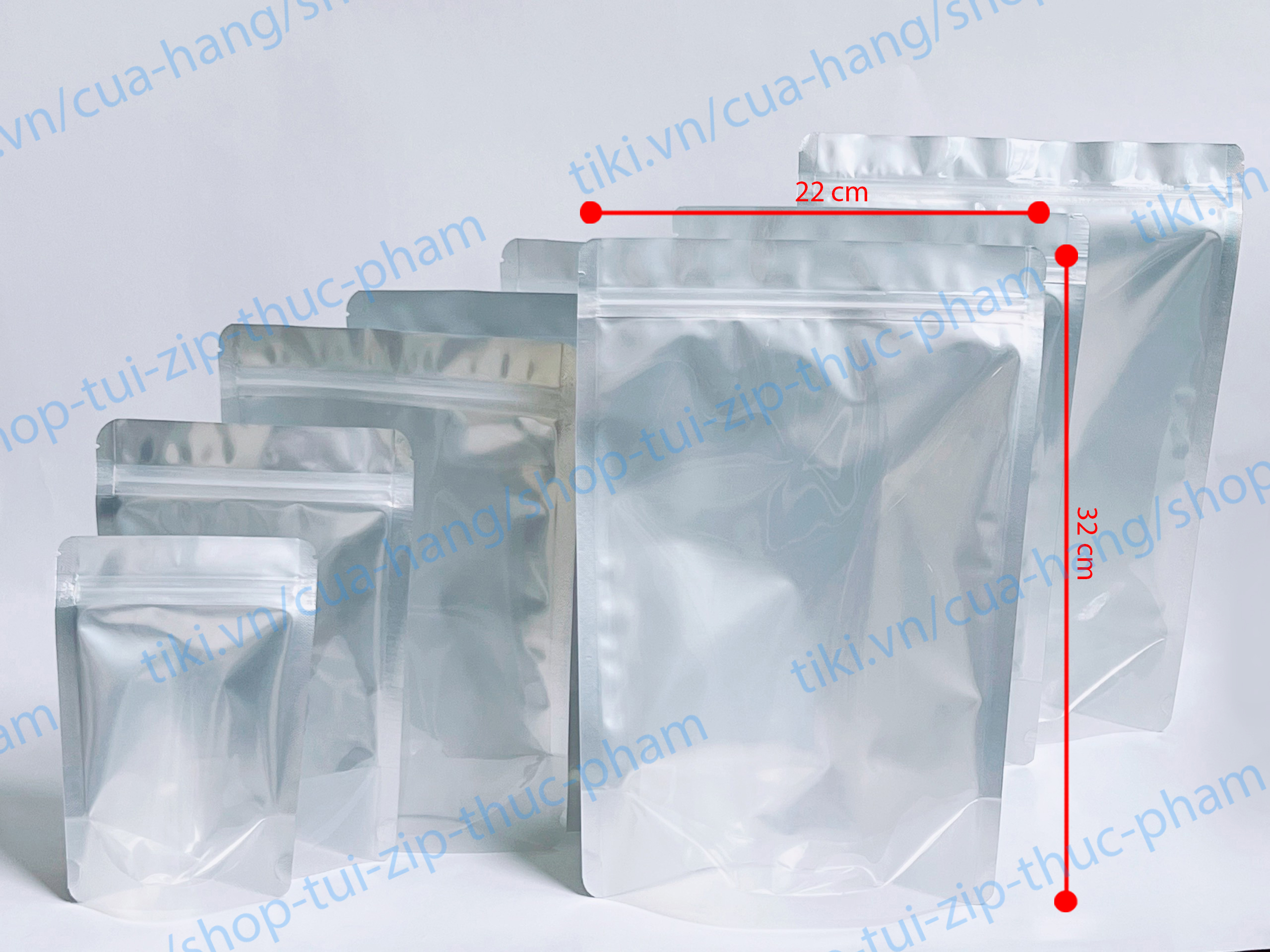 1KG Túi Zip Mặt Trong Mặt Bạc 22x30cm đựng thực phẩm, trà chanh trà sữa