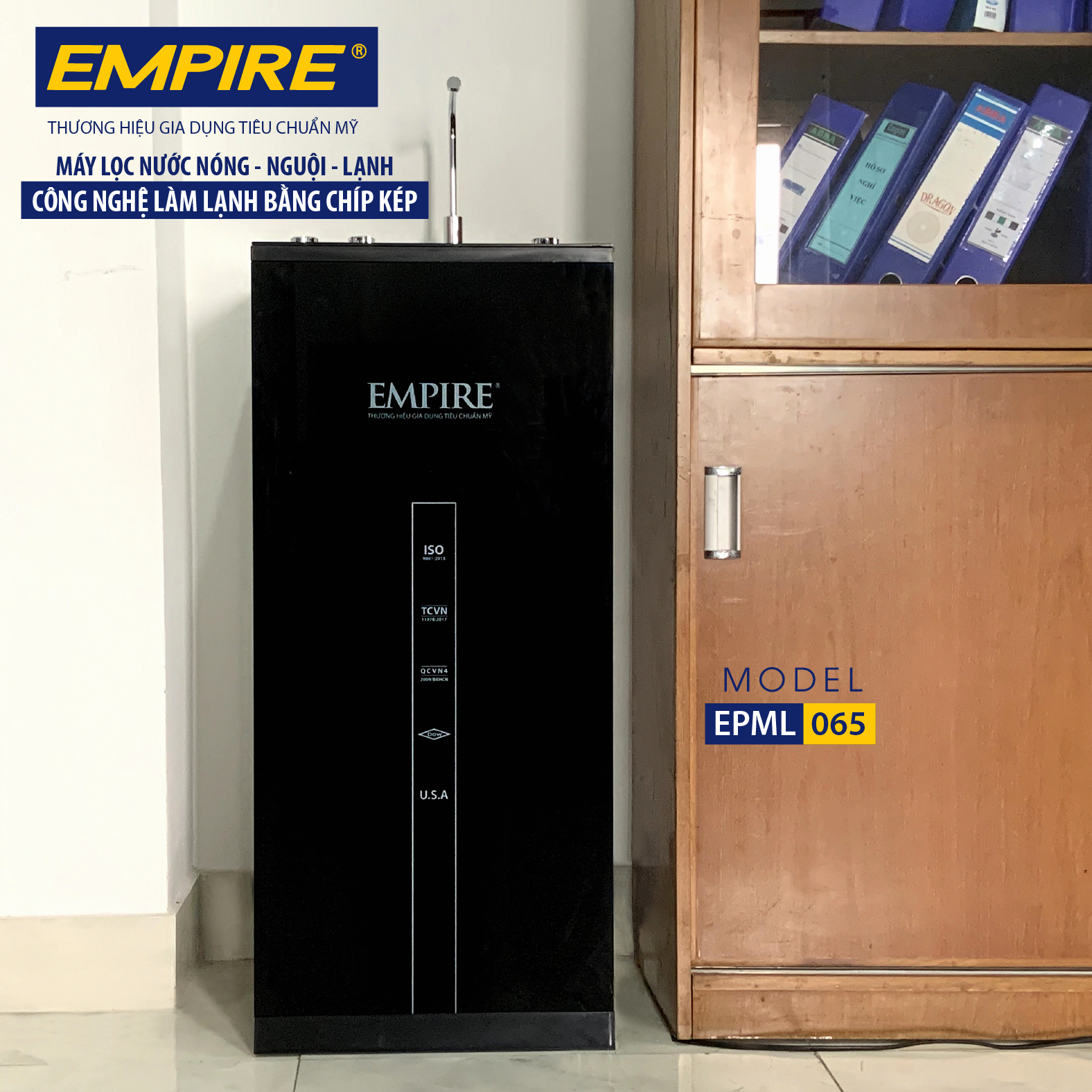 MÁY LỌC NƯỚC EMPIRE NÓNG -LẠNH-NGUỘI CÔNG NGHỆ CHIP LÀM LẠNH NHANH MODEL EPML065 - HÀNG CHÍNH HÃNG