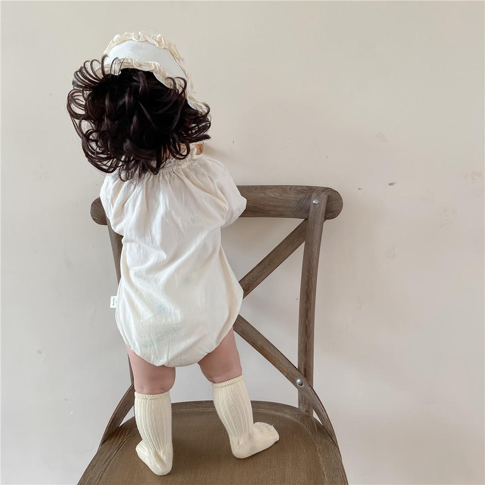 2021 Thu Sơ Sinh Bé Gái Bodysuit Màu Bé Gái Cotton Quần Áo Trẻ Sơ Sinh Bé Gái Tay Dài Jumpsuit Ren Dây Đeo Đầu