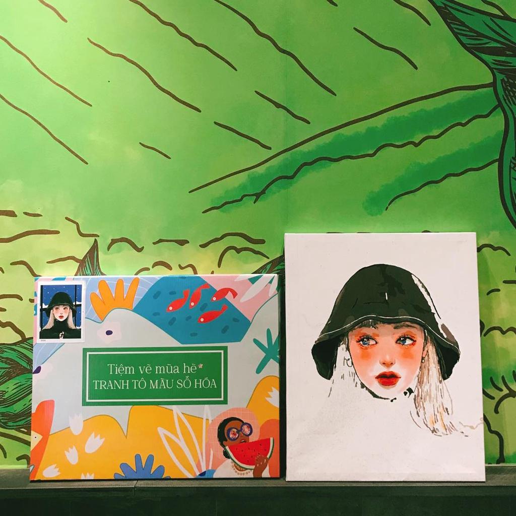 Tranh tô màu theo số - Chim và hoa mùa hạ đã căng khung 40x50cm