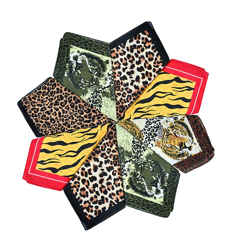 Bộ sưu tập khăn vuông bandana cotton họa tiết báo cá tính (54x54cm) - BDN37 hổ vàng nâu
