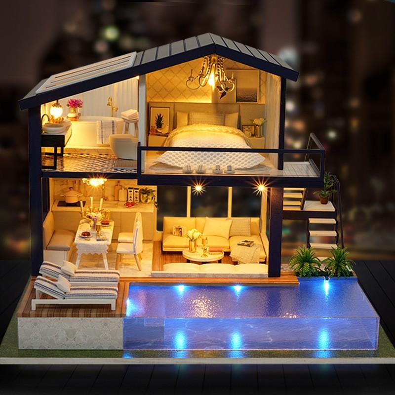 Mô hình nhà búp bê DIY Doll House Miniature_ Time Apartment _Tặng+ KEO + MICA+ CÓT NHẠC