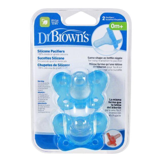 Set 2 ty ngậm Dr.Brown's đầu tròn silicon dành cho bé từ 0 tháng trở lên