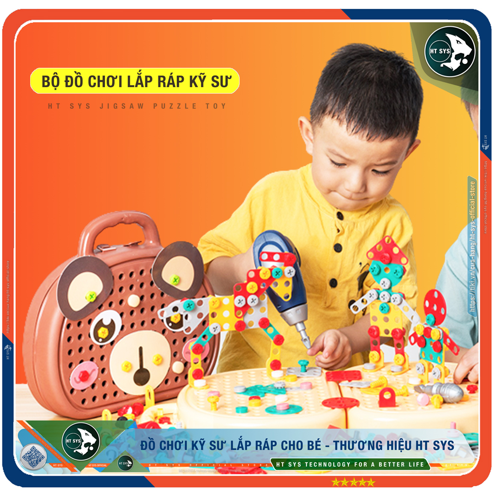 Đồ Chơi Trẻ Em HT SYS - Bộ Đồ Chơi Lắp Ghép Kỹ Sư Bằng Ốc Nhựa Tặng Kèm Khoan - Đồ Chơi Trẻ Em Thông Minh HT SYS - Giúp Tư Duy, Sáng Tạo, Giáo Dục Cho Bé - Hàng Chính Hãng