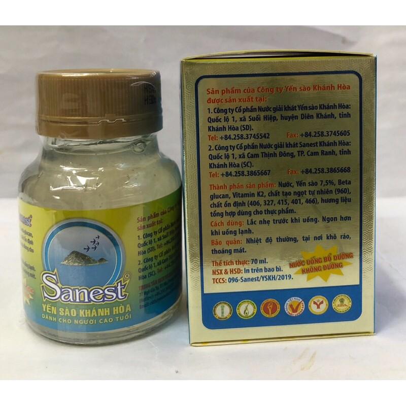 Nước yến Sanest dành cho người cao tuổi không đường 6 hũ x 70ml, nước yến Khánh Hoà, PP Sâm yến Thái An