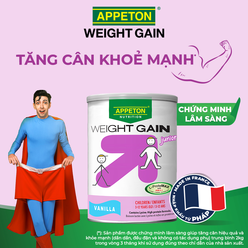 Sữa Appeton Weight Gain Junior cho Trẻ Em hương Vanila 450g