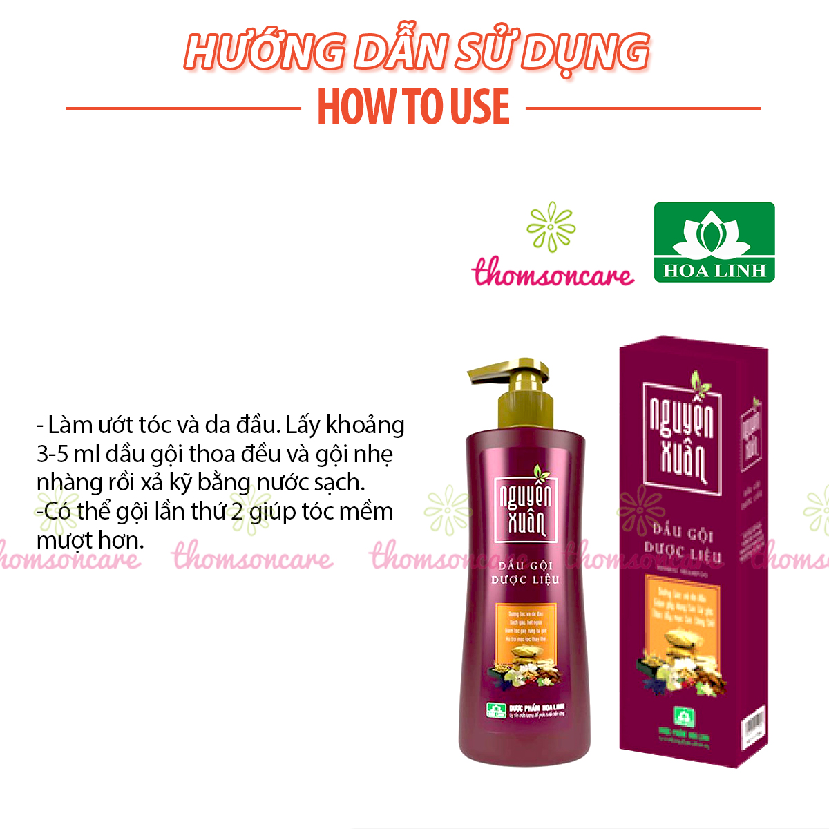 Dầu gội dược liệu Nguyên Xuân có vòi - Cho tóc bết, nhiều gàu, giảm khô xơ, hư tổn, dưỡng và phục hồi sâu từ bên trong