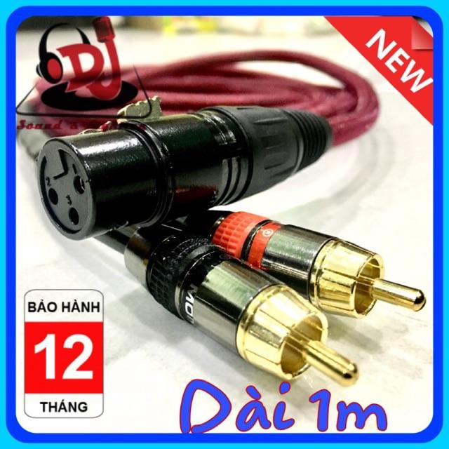 Dây Jack XLR ra 2 đầu jack RCA dây dài 1m dây tín hiệu vang số ra loa subwoofer