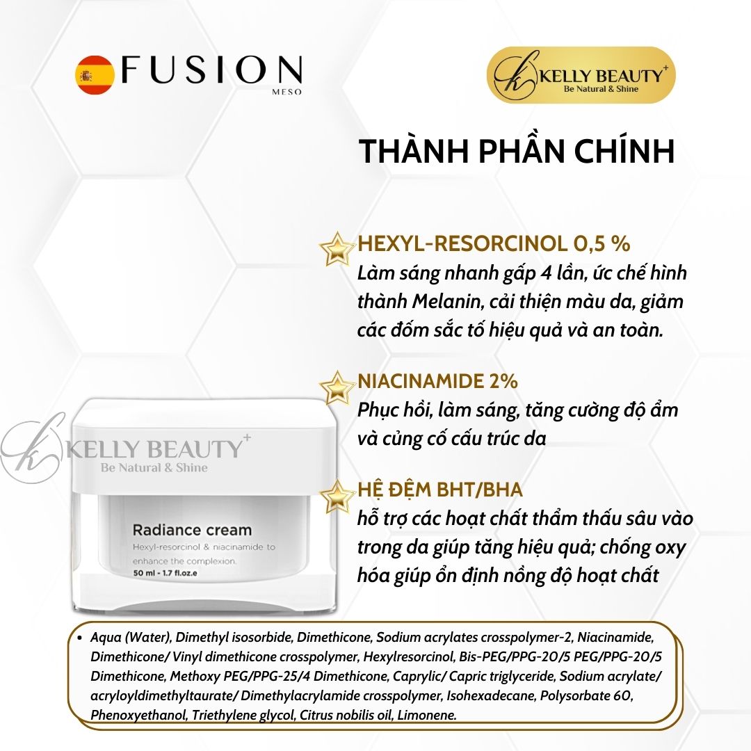 Fusion Radiance Cream - Kem Dưỡng Sáng Da, Mờ Thâm Sạm Nám - Kelly Beauty