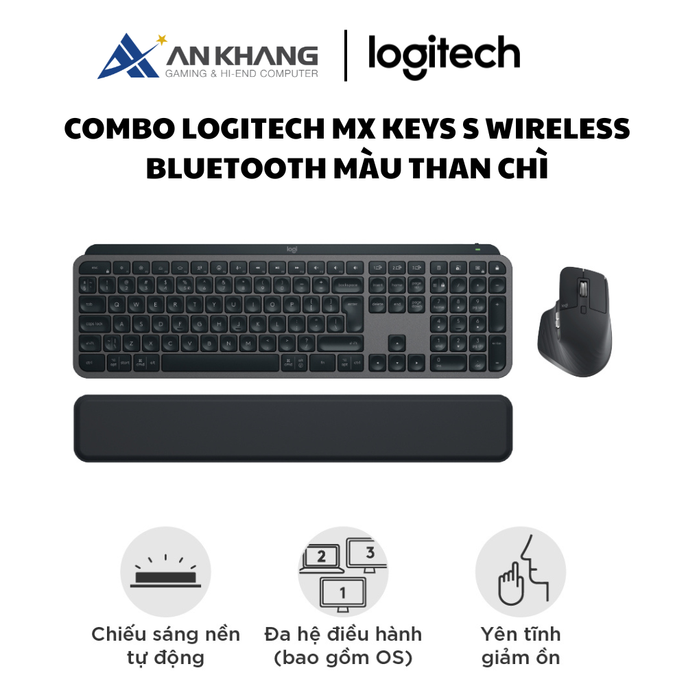 Combo Chuột & Bàn Phím Bluetooth không dây Logitech MX Keys S Combo - Hàng Chính Hãng - Bảo Hành 12 Tháng