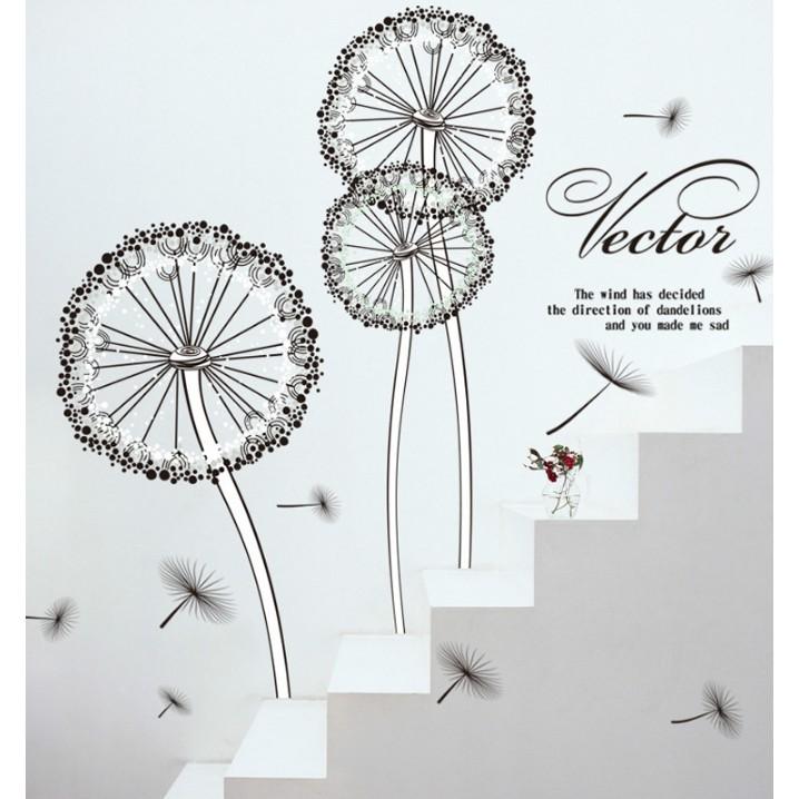 Decal trang trí hoa bồ công anh tròn