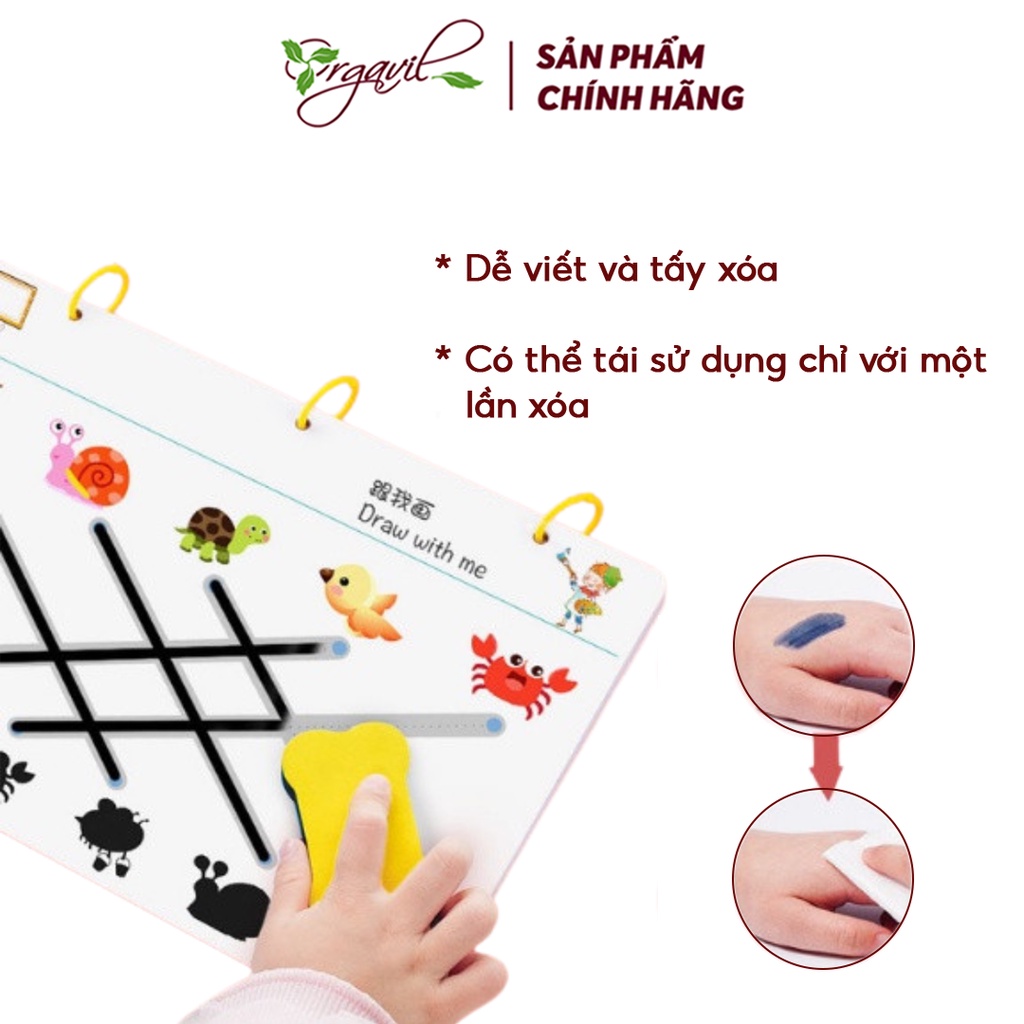 Tập Tô Nét Vẽ Thông Minh Xoá Được, Sách Tập Viết Xoá Được, Đồ Chơi Giáo Dục Sớm, Rèn Luyện Tính Kiên Trì Cho Bé - Orgavil