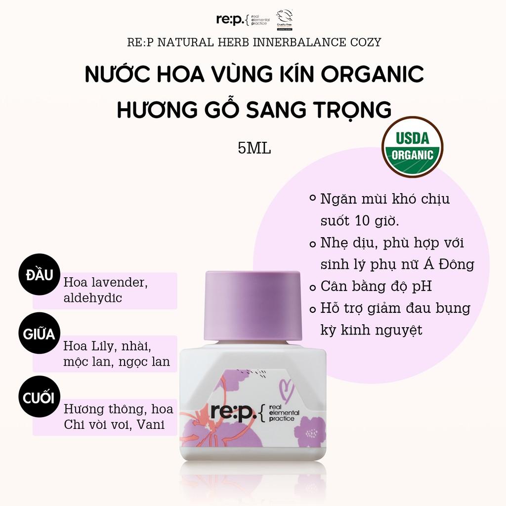 Nước Hoa Vùng Kín Organic Cozy Hương Gỗ Sang Trọng Và Gợi Cảm RE:P Natural Herb Inner Balance Cosy 5ml