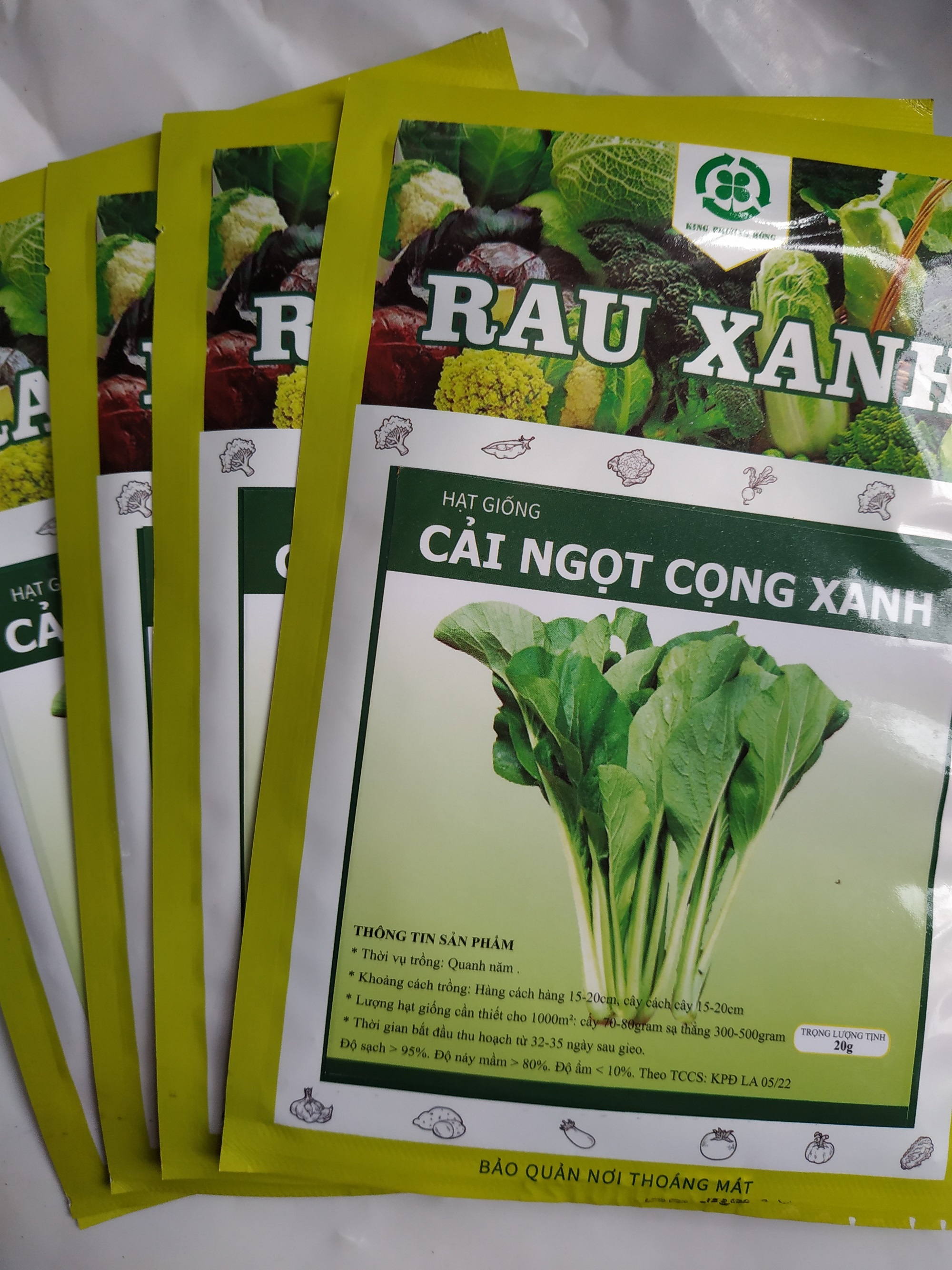 Combo 10 gói Hạt giống CẢI NGỌT CỌNG XANH - gói 20 gram
