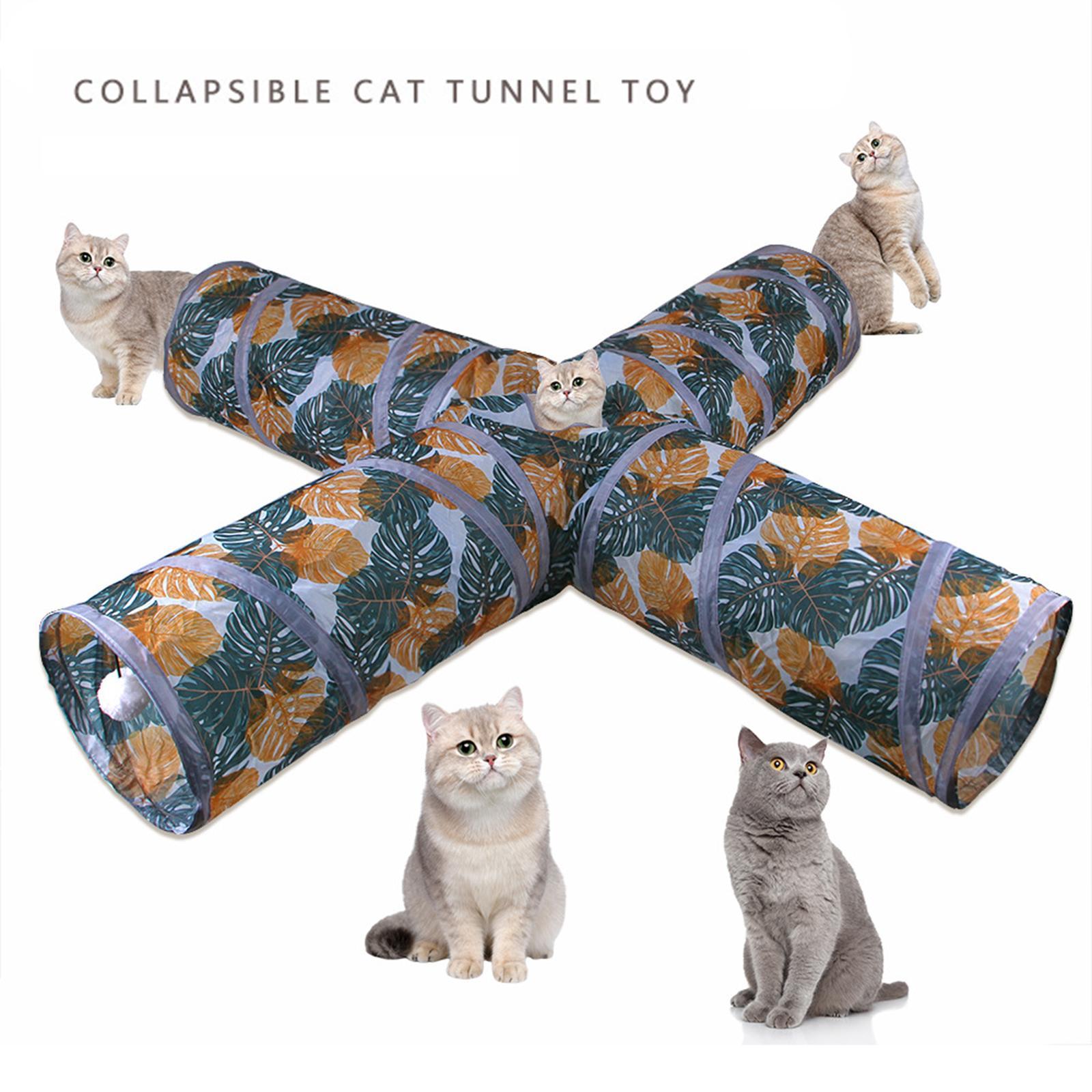 Cat Tunnel Collapsible Pet Interactive Toy Kitten with Ball for Indoor