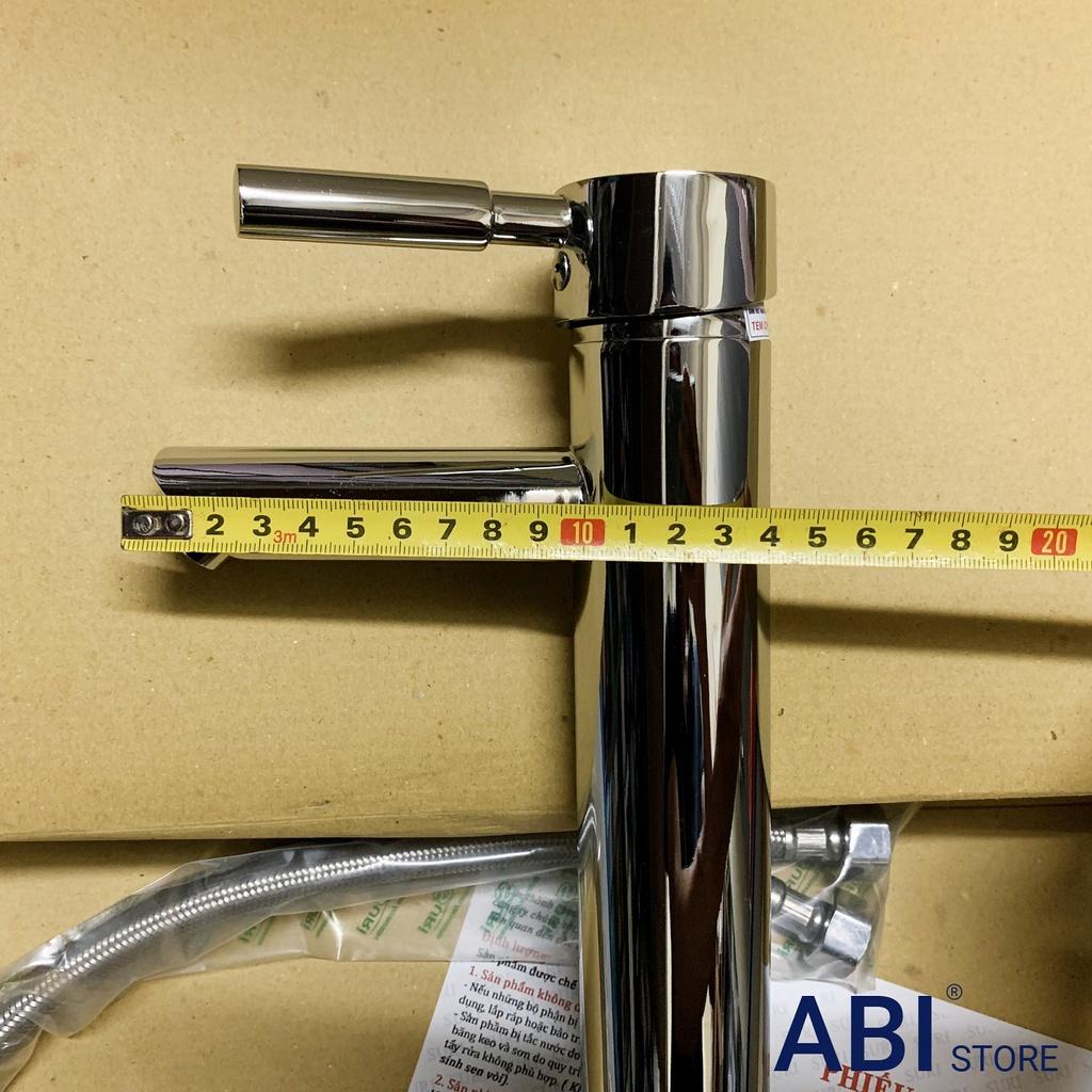 Vòi lavabo cao 30cm 1 lỗ nóng lạnh hàng hãng VN cho chậu dương bàn, Vòi rửa mặt thân đồng mạ crome cao cấp b.h 3 năm