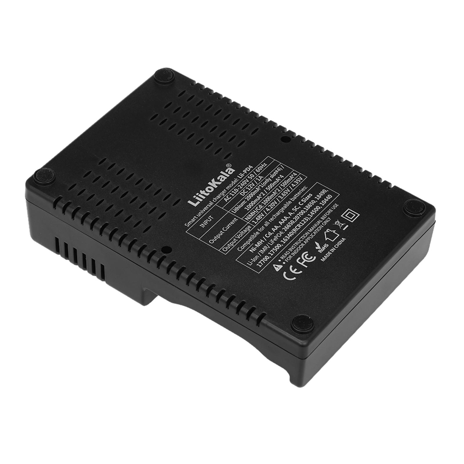Bộ sạc pin thông minh LiitoKala Lii-PD4 Bộ sạc thông minh w / 4 khe cắm pin Màn hình LCD cho Ni-MH Ni-Cd Li-ion